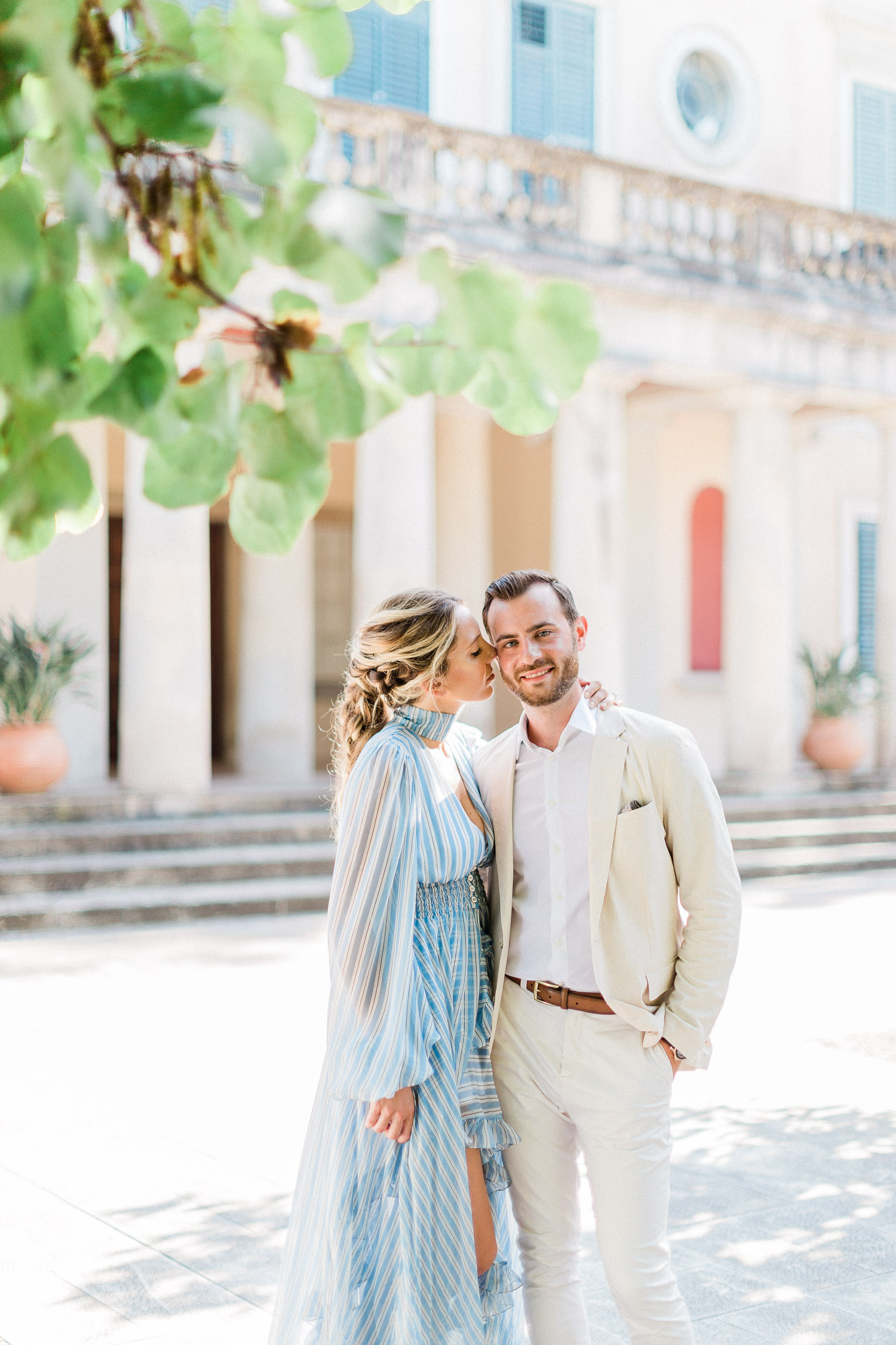 romantic couple while their pre wedding shooting at Corfu island